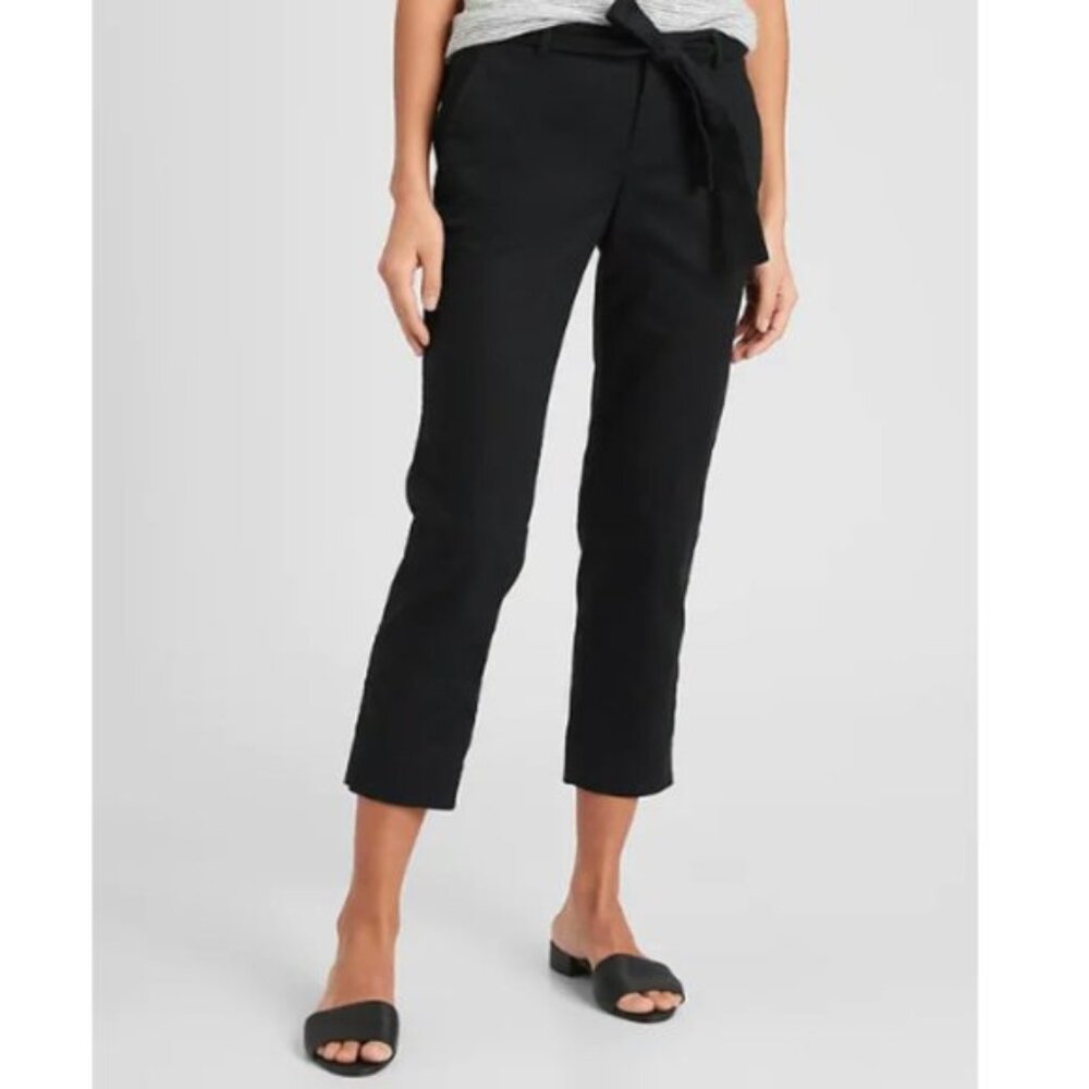 NWT Banana RepFac Avery Tie Waist Linen Blend Ankle Pant 2P F169